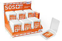 Ein Thekenaufsteller mit 100 SOS-Boxen des VR Gewinnsparvereins Bayern.