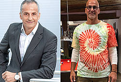 VEDES-Vorstand Achim Weniger links normal und rechts verkleidet für die RTL-Sendung "Undercover Boss".