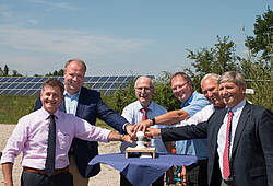 Einweihung einer Photovoltaik-Anlage bei der Bürgerenergie Unterhaching eG.